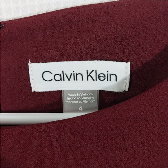 NWT@$139! CALVIN KLEIN! BURGUNDY 1 PC BELTED, PUFF SLEEVE JUMPSUIT, ONESIE! SZ 4 - Picture 9 of 12